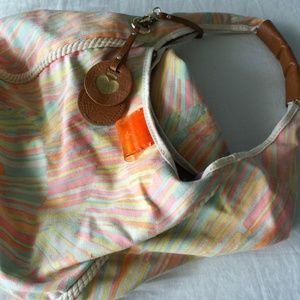 subtle neon Juicy Couture canvas beach tote